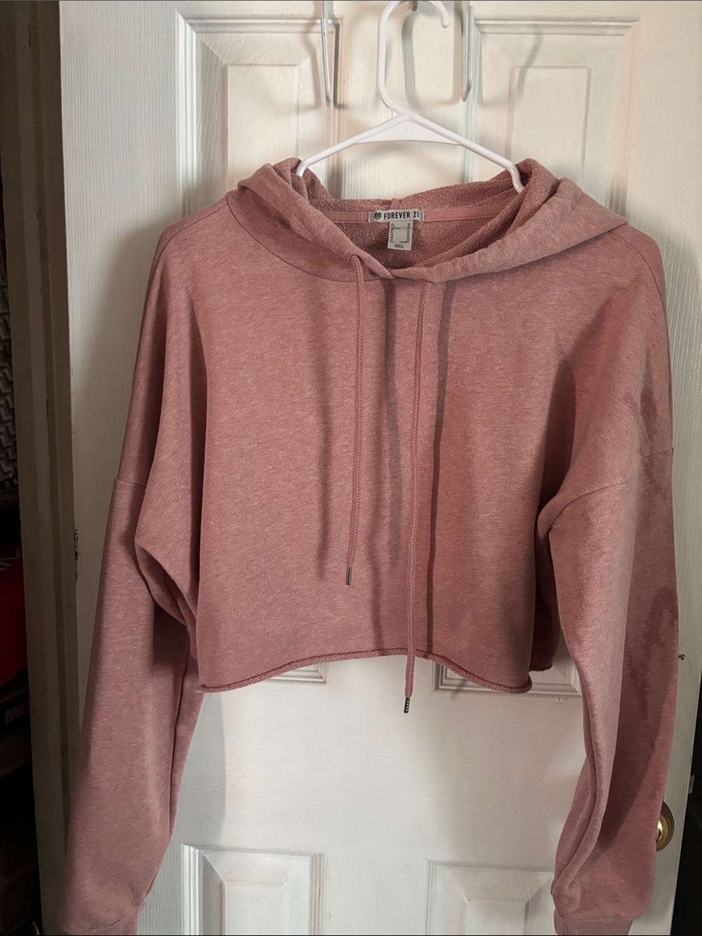Forever 21 Mauve Cropped Drawstring Hoodie